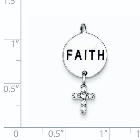 Faith CZ Cross Charm Pendant in Real 925 Sterling Silver