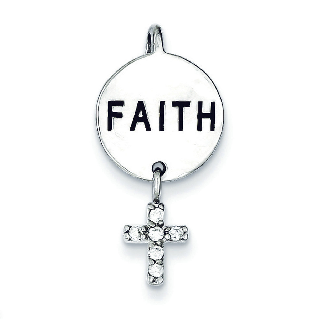 Faith CZ Cross Charm Pendant in Real 925 Sterling Silver