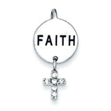 Faith CZ Cross Charm Pendant in Real 925 Sterling Silver