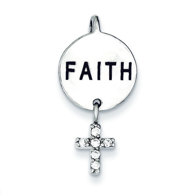 Faith CZ Cross Charm Pendant in Real 925 Sterling Silver