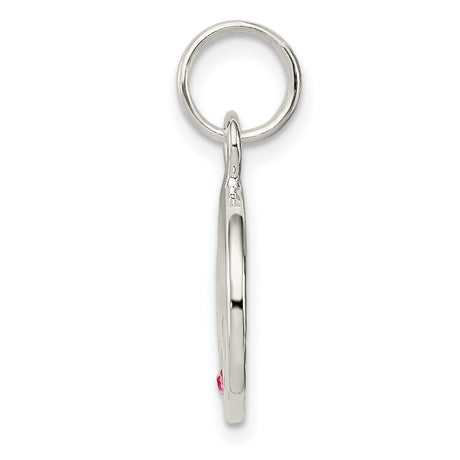 Sterling Silver Hope Pendant with Pink Cubic Zirconia Accent, Spiritual Symbolic Jewelry for Women