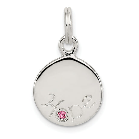 Sterling Silver Hope Pendant with Pink Cubic Zirconia Accent, Spiritual Symbolic Jewelry for Women