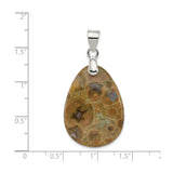 Sterling Silver Teardrop Jasper Pendant, Boho Earthy Tones, Unisex Nature-Inspired Jewelry
