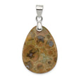 Sterling Silver Teardrop Jasper Pendant, Boho Earthy Tones, Unisex Nature-Inspired Jewelry