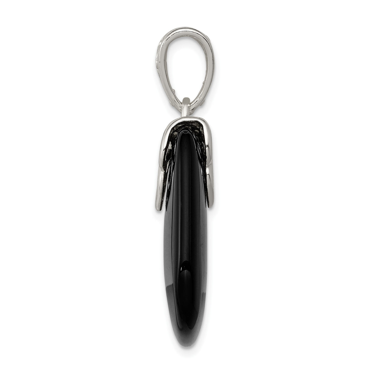 Sterling Silver Filigree Pendant with Onyx, Vintage Scrollwork and Antique Finish
