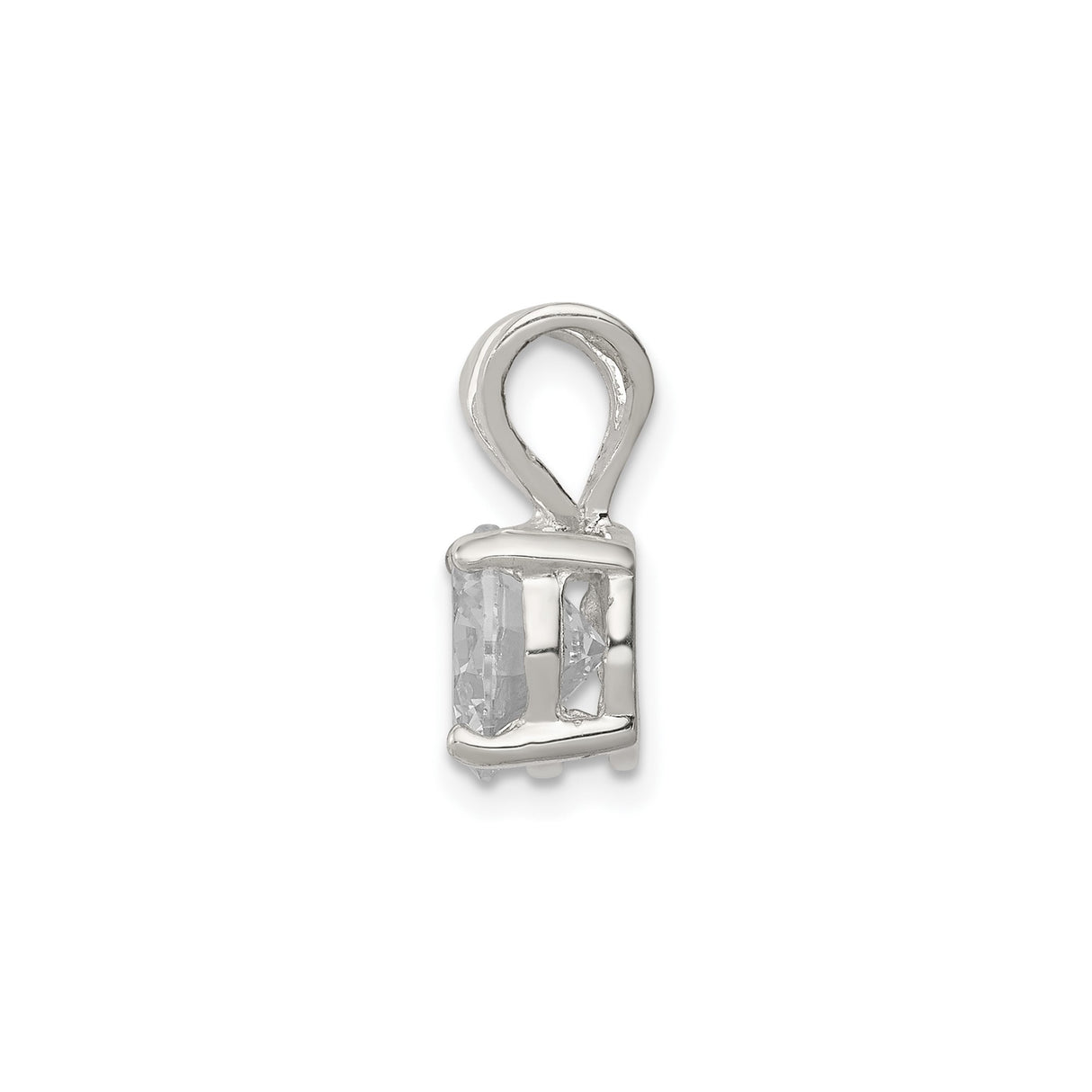 Sterling Silver Solitaire Pendant with Round Cut Cubic Zirconia, Classic Four Prong Setting