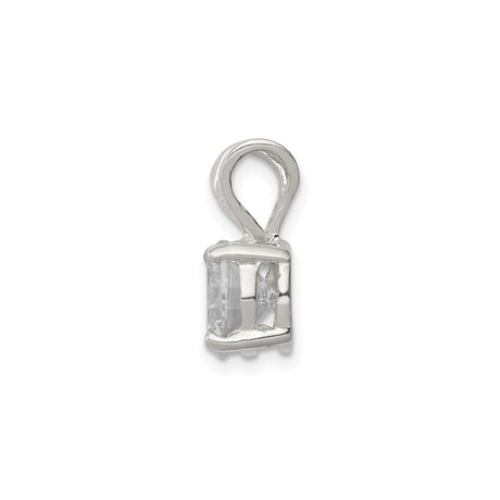 Sterling Silver Solitaire Pendant with Round Cut Cubic Zirconia, Classic Four Prong Setting