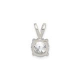 Sterling Silver Solitaire Pendant with Round Cut Cubic Zirconia, Classic Four Prong Setting