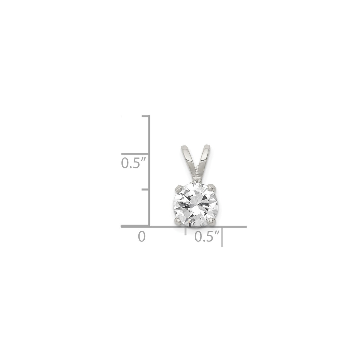 Sterling Silver Solitaire Pendant with Round Cut Cubic Zirconia, Classic Four Prong Setting