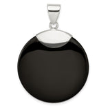 Sterling Silver Pendant with Black Onyx, Minimalist Round Design for Women or Unisex Wear