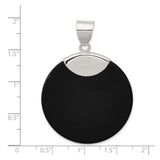 Sterling Silver Pendant with Black Onyx, Minimalist Round Design for Women or Unisex Wear