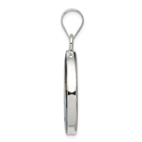 Sterling Silver Teardrop Pendant with Abalone Shell, Iridescent Ocean-Inspired Design