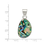 Sterling Silver Teardrop Pendant with Abalone Shell, Iridescent Ocean-Inspired Design