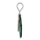 Sterling Silver Round Abalone Shell Pendant with Filigree Swirl Design, Boho Style
