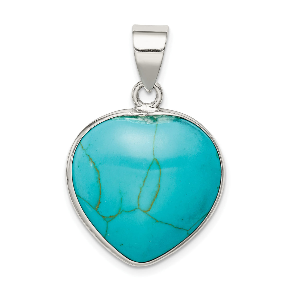 Sterling Silver Heart Pendant with Turquoise, Boho Style, Southwestern Design for Women