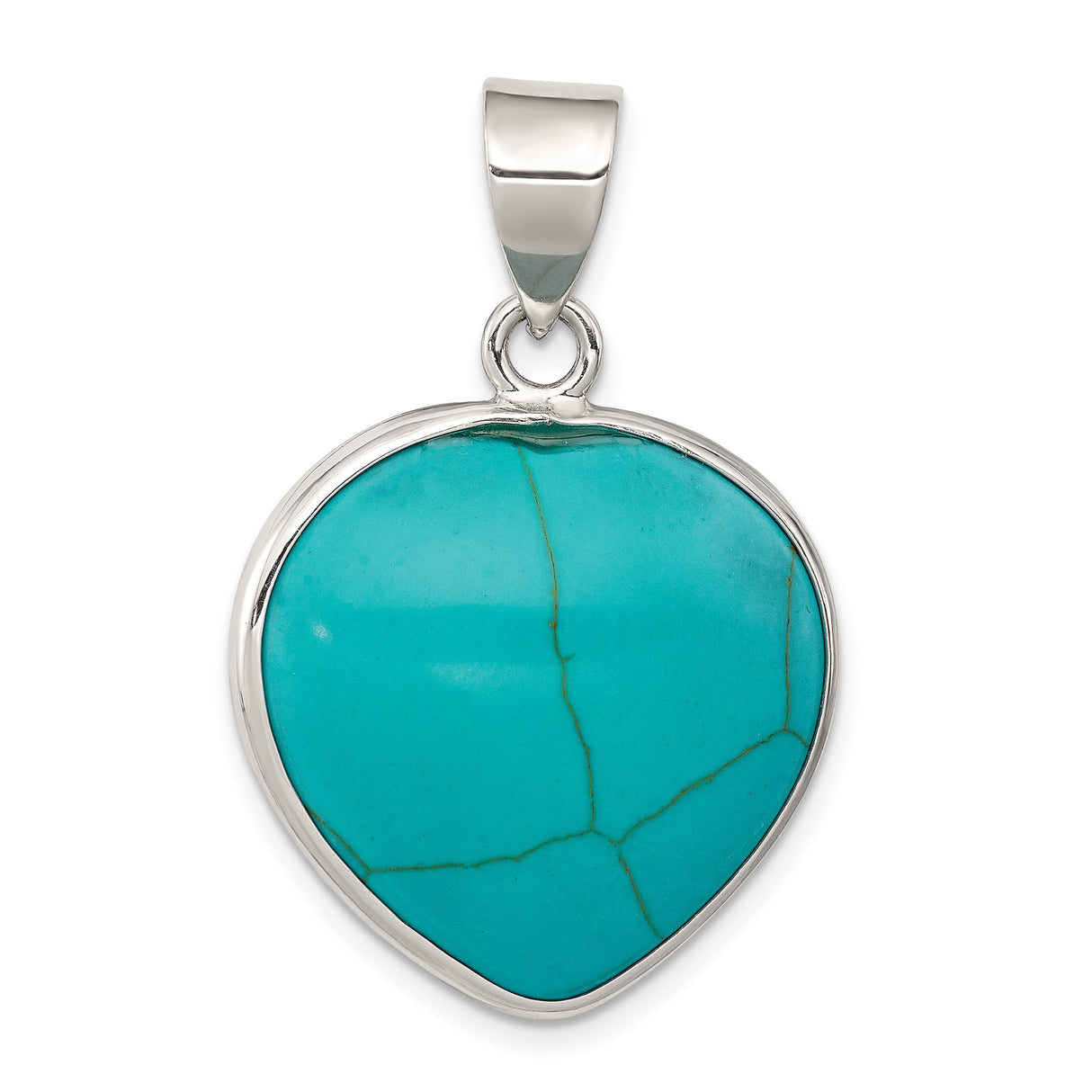 Sterling Silver Heart Pendant with Turquoise, Boho Style, Southwestern Design for Women
