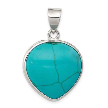 Sterling Silver Heart Pendant with Turquoise, Boho Style, Southwestern Design for Women