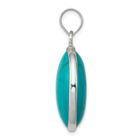 Sterling Silver Oval Turquoise Pendant with Natural Veining, Bohemian Spiritual Jewelry