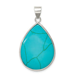 Sterling Silver Teardrop Pendant with Turquoise, Southwestern Boho Style for Women