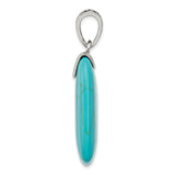 Sterling Silver Pendant with Turquoise, Rectangular Stone, Southwest Boho Scrollwork Style