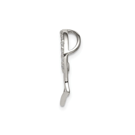 Sterling Silver Pendant with Cubic Zirconia, Heart and Horseshoe Design for Women