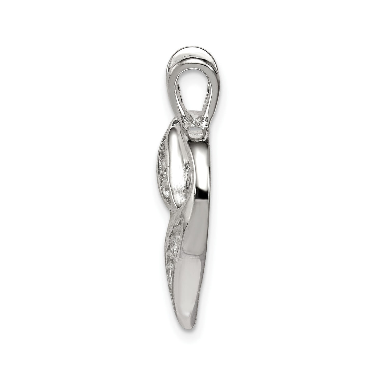 Sterling Silver Heart Pendant with Cubic Zirconia, Open Heart Design for Women