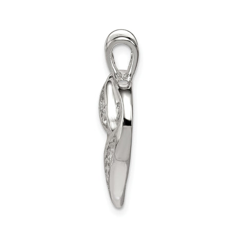 Sterling Silver Heart Pendant with Cubic Zirconia, Open Heart Design for Women