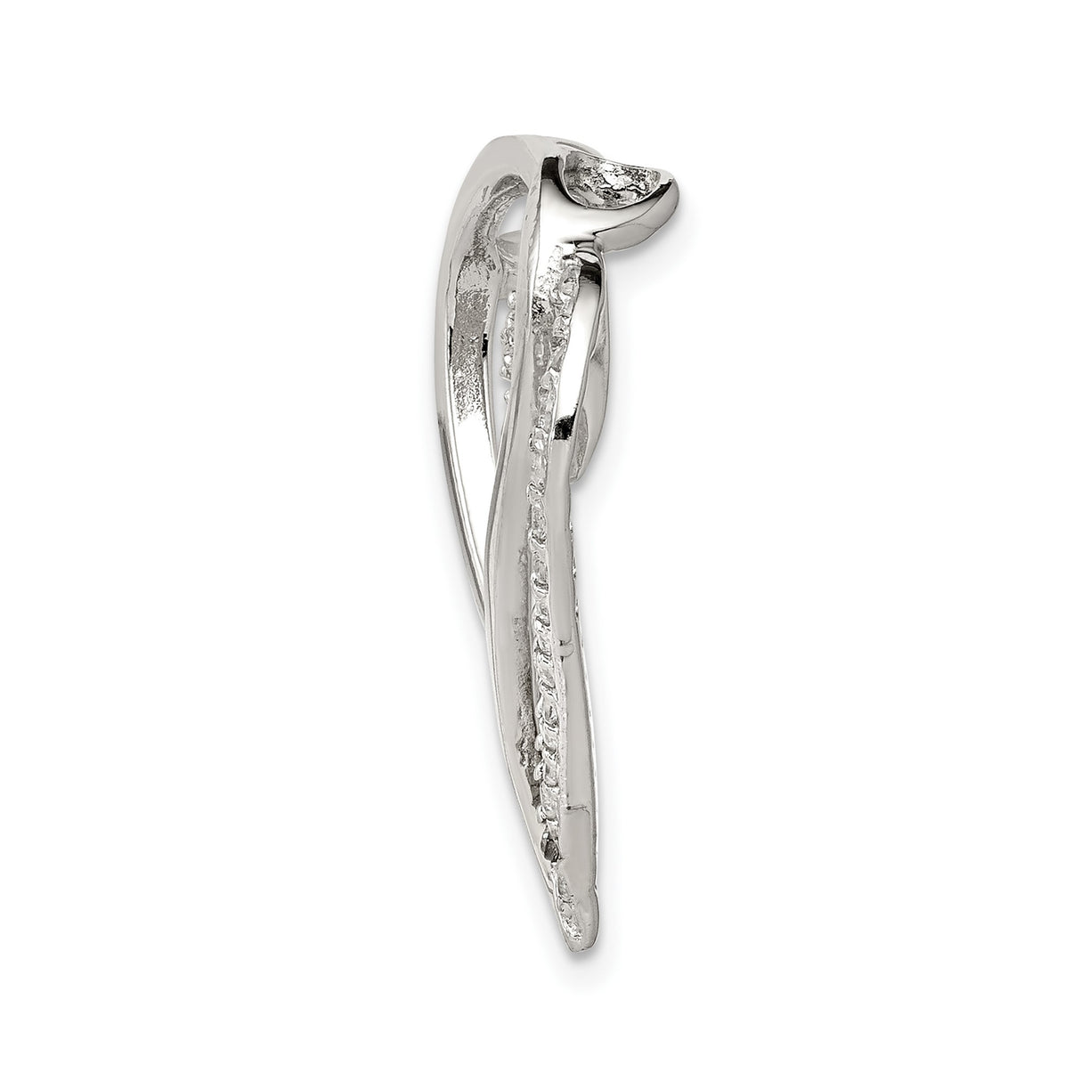 Sterling Silver Heart Pendant with Cubic Zirconia, Asymmetrical Open Design for Women