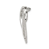 Sterling Silver Heart Pendant with Cubic Zirconia, Asymmetrical Open Design for Women