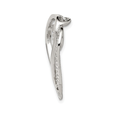 Sterling Silver Heart Pendant with Cubic Zirconia, Asymmetrical Open Design for Women