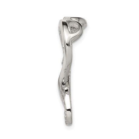 Sterling Silver Heart Pendant with Cubic Zirconia Accents and Open Abstract Design