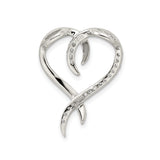 Sterling Silver Heart Pendant with Cubic Zirconia Accents and Open Abstract Design