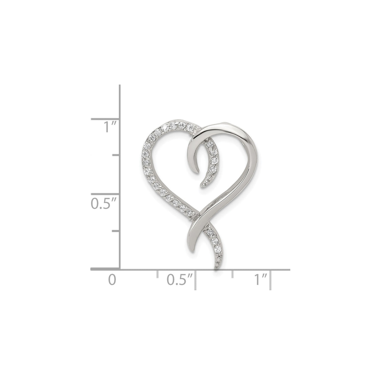 Sterling Silver Heart Pendant with Cubic Zirconia Accents and Open Abstract Design