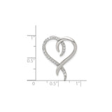 Sterling Silver Heart Pendant with Cubic Zirconia Accents and Open Abstract Design