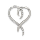 Sterling Silver Heart Pendant with Cubic Zirconia Accents and Open Abstract Design