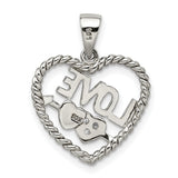 CZ Love Heart Charm Pendant in Real 925 Sterling Silver