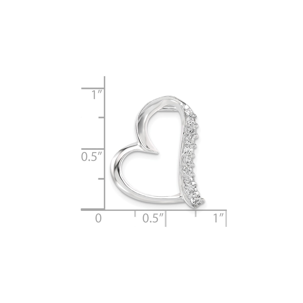 Sterling Silver Heart Pendant with Open Heart Design and Cubic Zirconia Accents