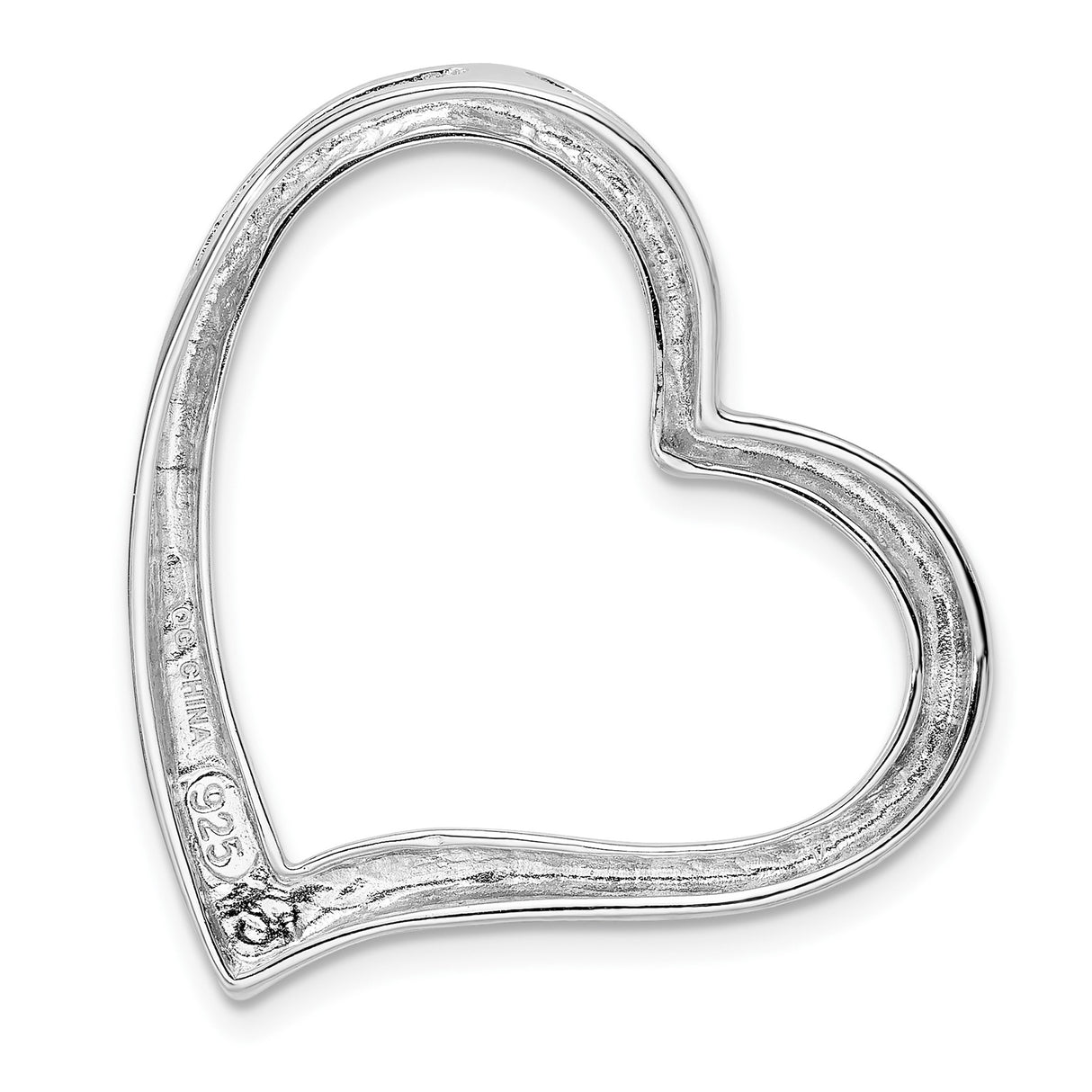 Sterling Silver Heart Pendant with Open Heart Charm, Minimalist Romantic Design for Women
