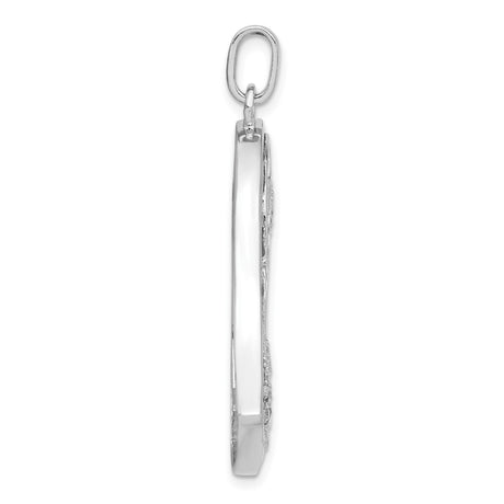 Sterling Silver Heart Pendant with Cubic Zirconia Pavé and Openwork Design for Women