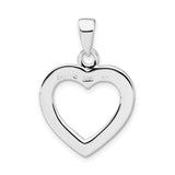 Sterling Silver Open Heart Pendant with Cubic Zirconia Accents, Romantic Dainty Jewelry for Women