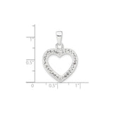 Sterling Silver Open Heart Pendant with Cubic Zirconia Accents, Romantic Dainty Jewelry for Women