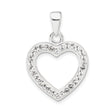Sterling Silver Open Heart Pendant with Cubic Zirconia Accents, Romantic Dainty Jewelry for Women