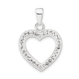Sterling Silver Open Heart Pendant with Cubic Zirconia Accents, Romantic Dainty Jewelry for Women
