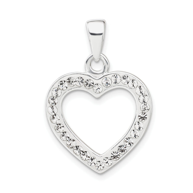 Sterling Silver Open Heart Pendant with Cubic Zirconia Accents, Romantic Dainty Jewelry for Women