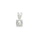 Sterling Silver Solitaire Pendant with Round Cut Cubic Zirconia in Four Prong Setting