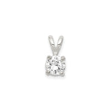 Sterling Silver Solitaire Pendant with Round Cut Cubic Zirconia in Four Prong Setting