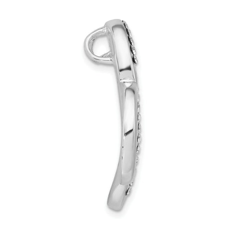 Sterling Silver Heart Pendant with Cubic Zirconia, Open Swirl Design, Modern Love Style