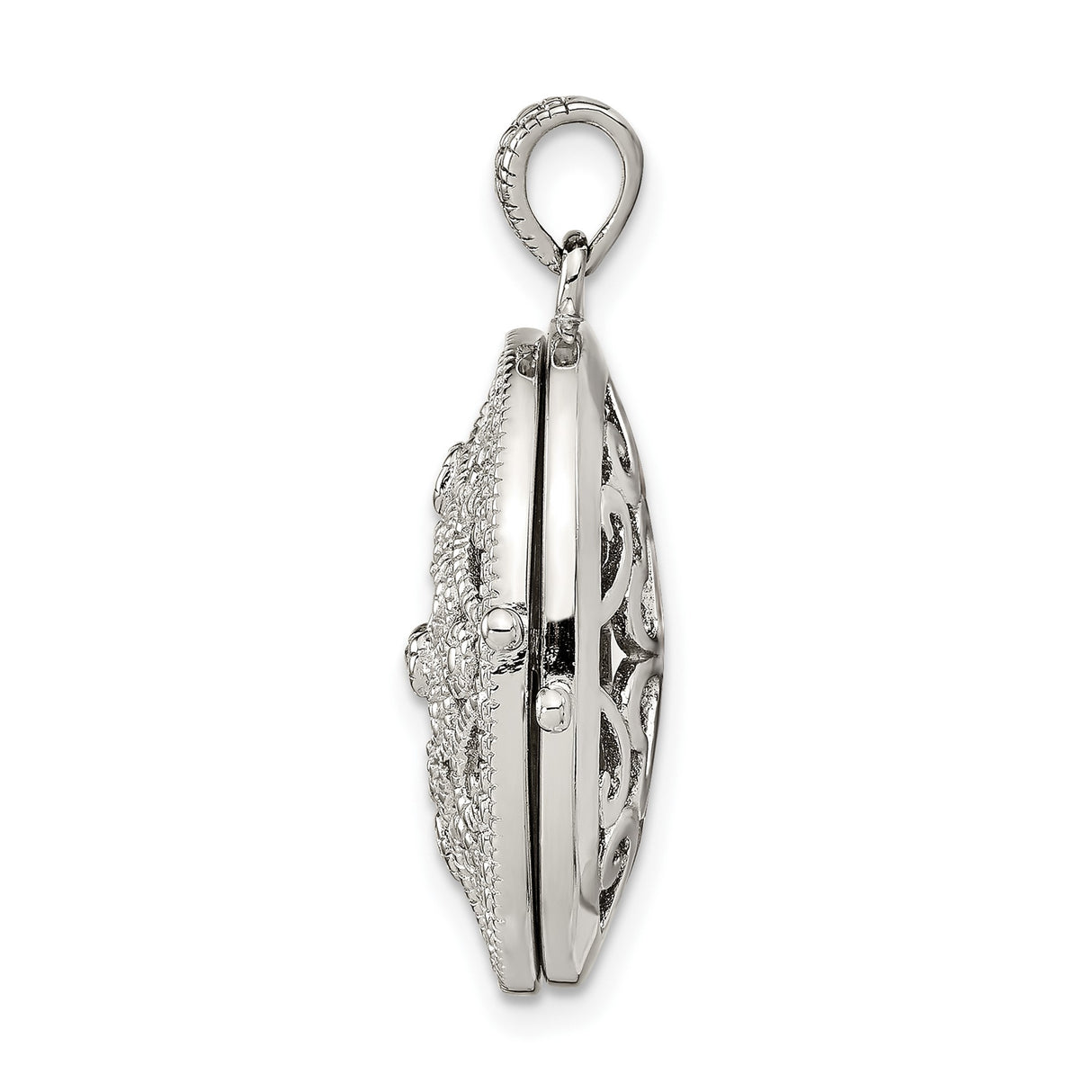 Sterling Silver Locket Pendant with Cubic Zirconia, Vintage Floral Filigree Design for Women