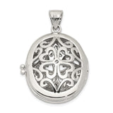 Sterling Silver Locket Pendant with Cubic Zirconia, Vintage Floral Filigree Design for Women