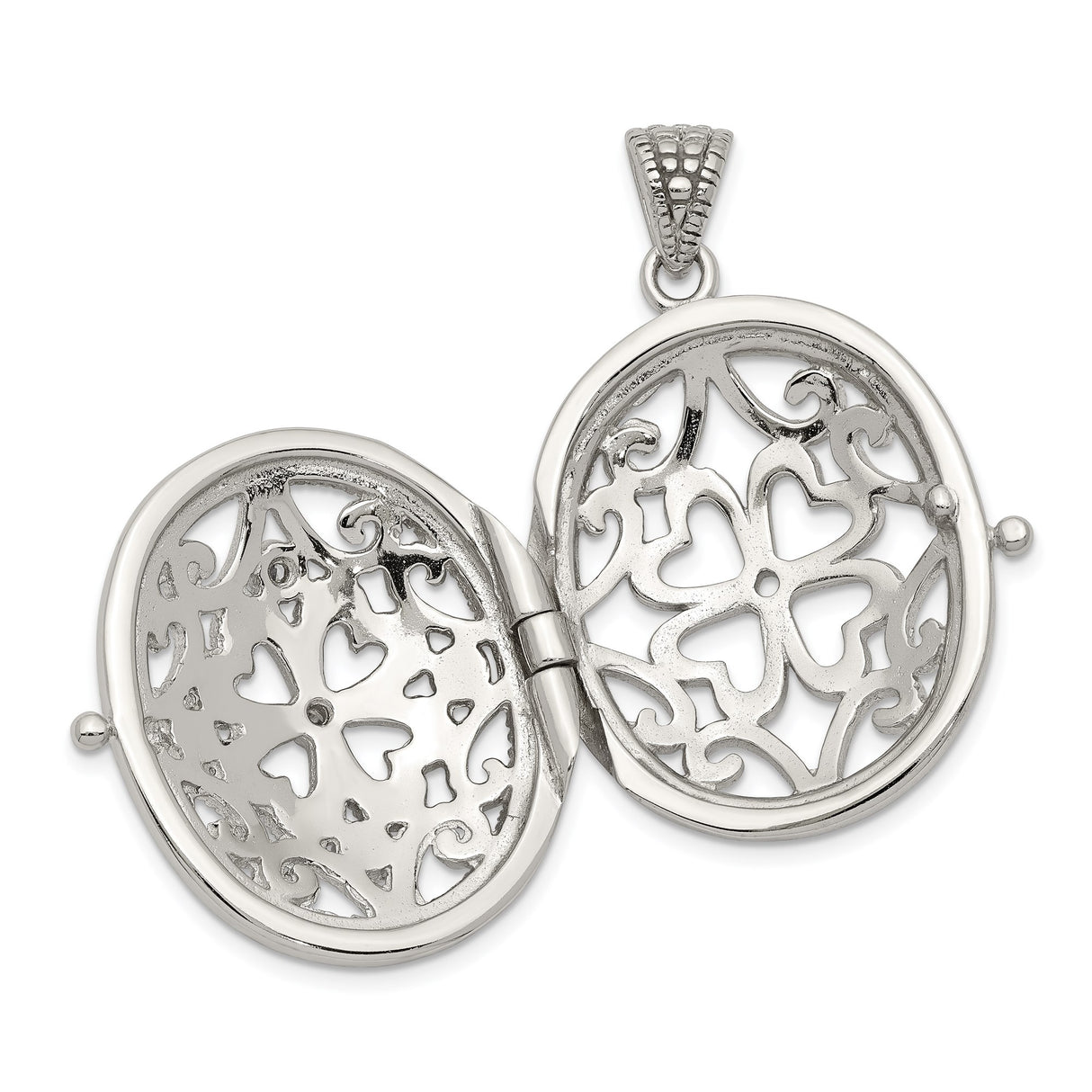 Sterling Silver Locket Pendant with Cubic Zirconia, Vintage Floral Filigree Design for Women